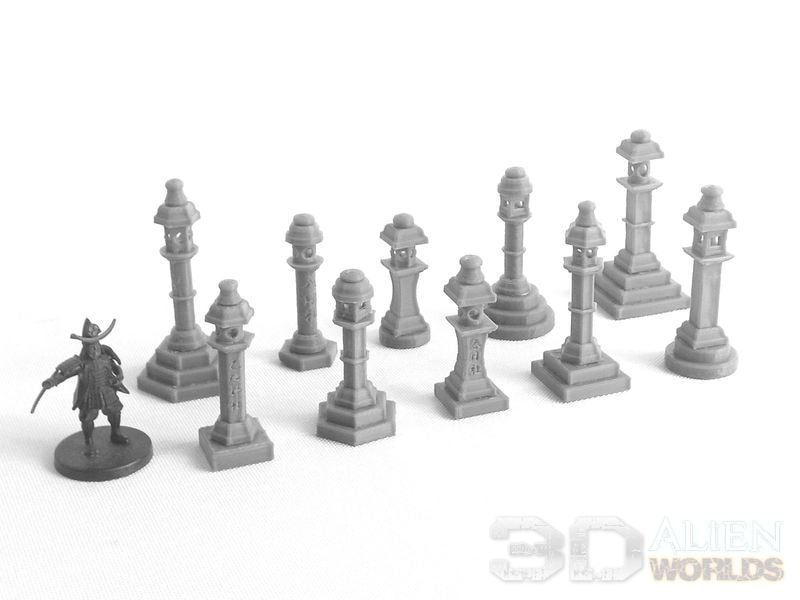 3DAlienWorlds – Steinlaternen – bemaltes Modell aus dem Daimyos-Will-Sortiment